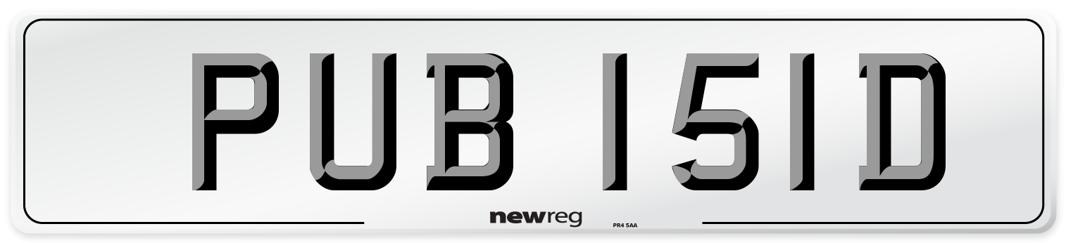 PUB 151D Number Plate from New Reg